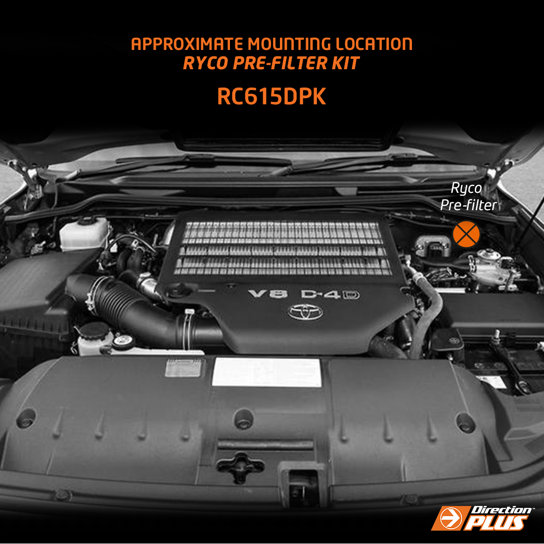 Direction-Plus Ryco Pre-Filter Kit LandCruiser 200 (rc615dpk) + Wireless Sensor Kit RC615DPK