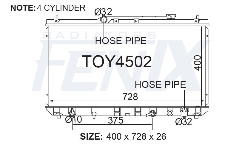 Toyota Camry SXV20 MCV20 4cyl Radiator