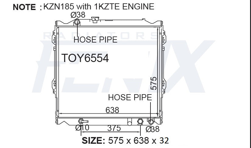 Toyota Landcruiser Prado Diesel KZN95 Radiator
