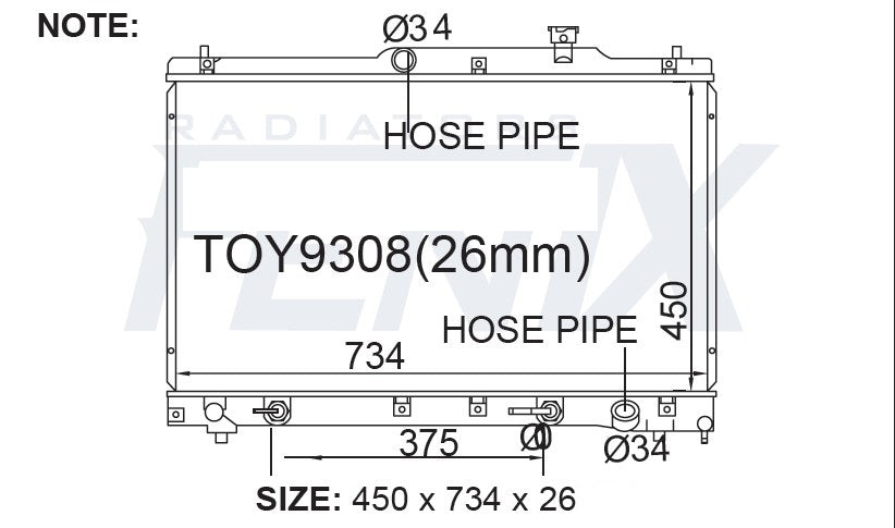 Toyota Estima 4cyl Radiator