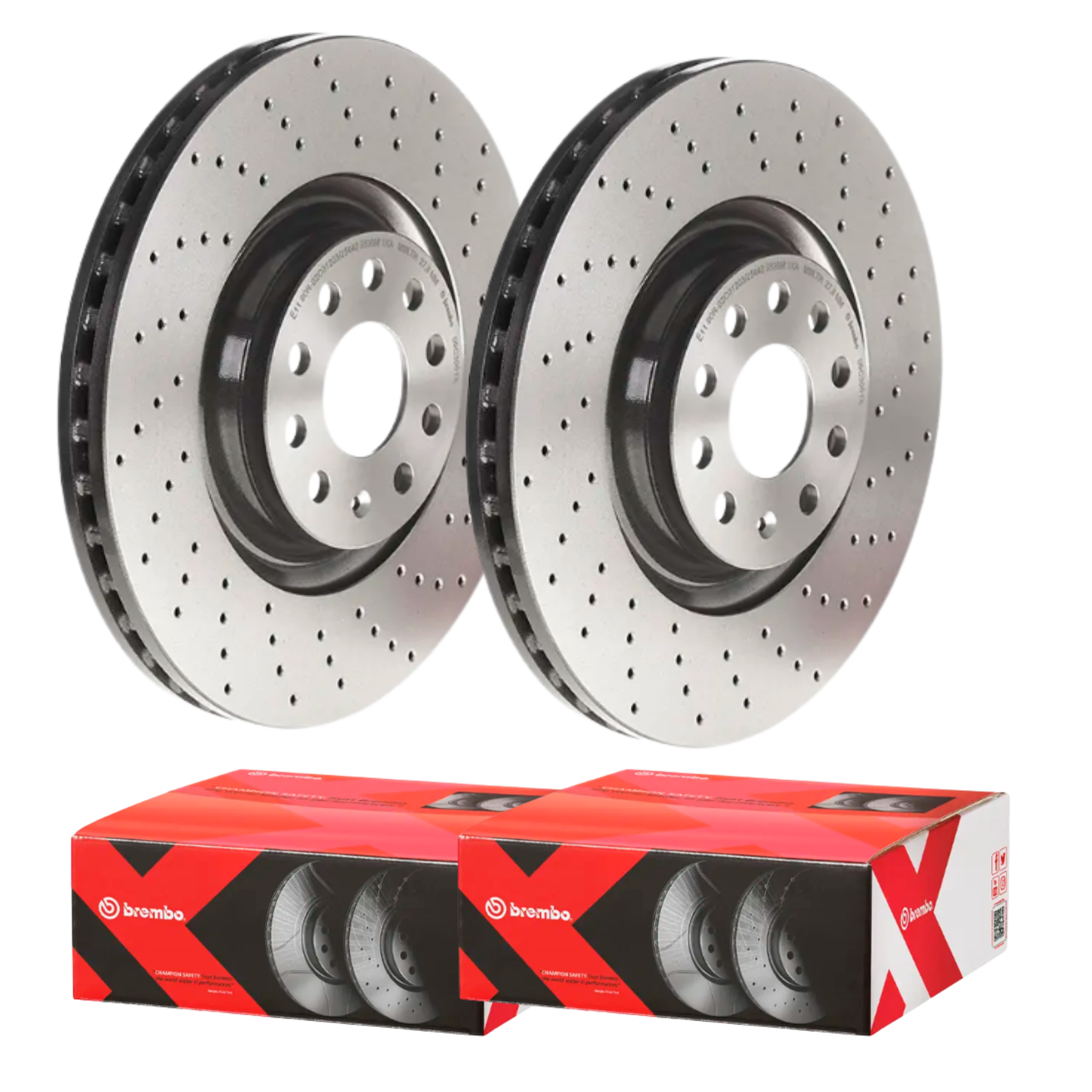 Audi S3 8V Volkswagen Golf R MK7/7.5 Brembo Front Drilled Rotors Pair 09.C306.1X Pair